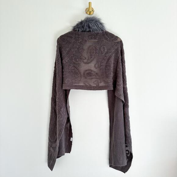 Cashmere Rabbit Fur Neck Warmer Wrap Gray One Size - Picture 3 of 10